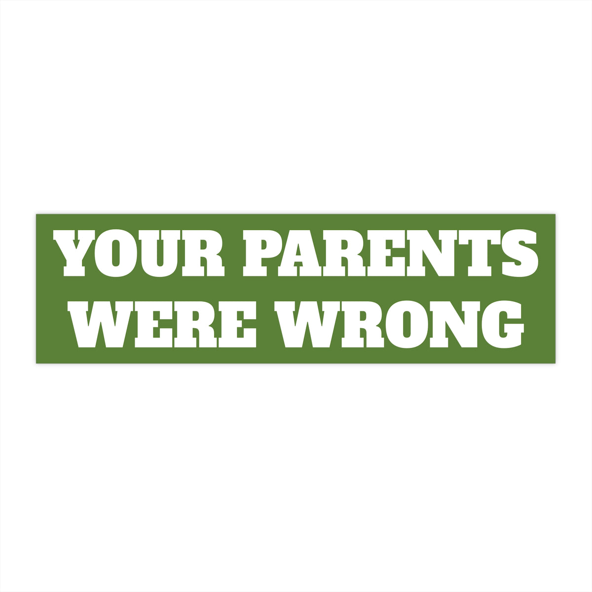 "YOUR PARENTS WERE WRONG" Bumper Sticker 11" x 3"